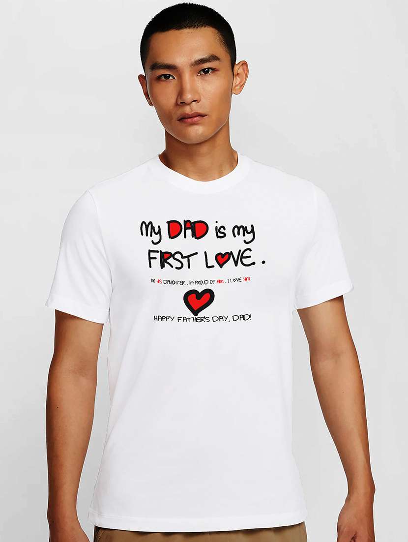 men white round neck regular fit t-shirt