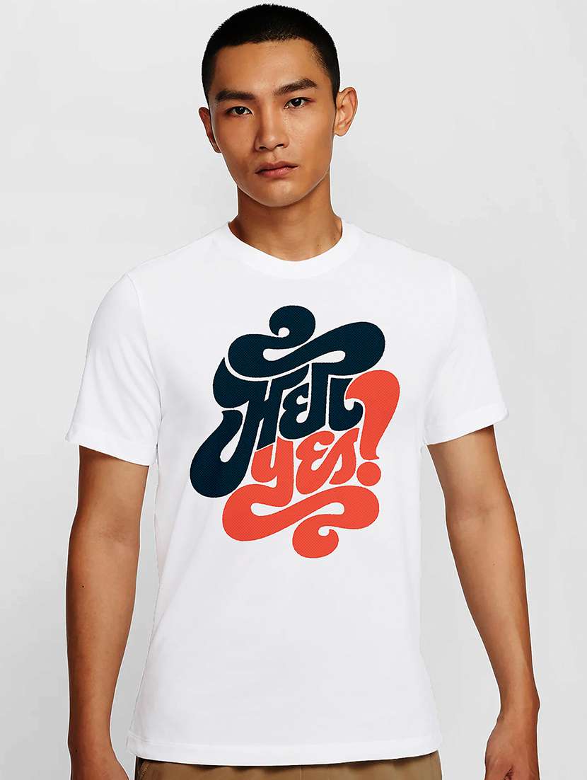 men white round neck regular fit t-shirt