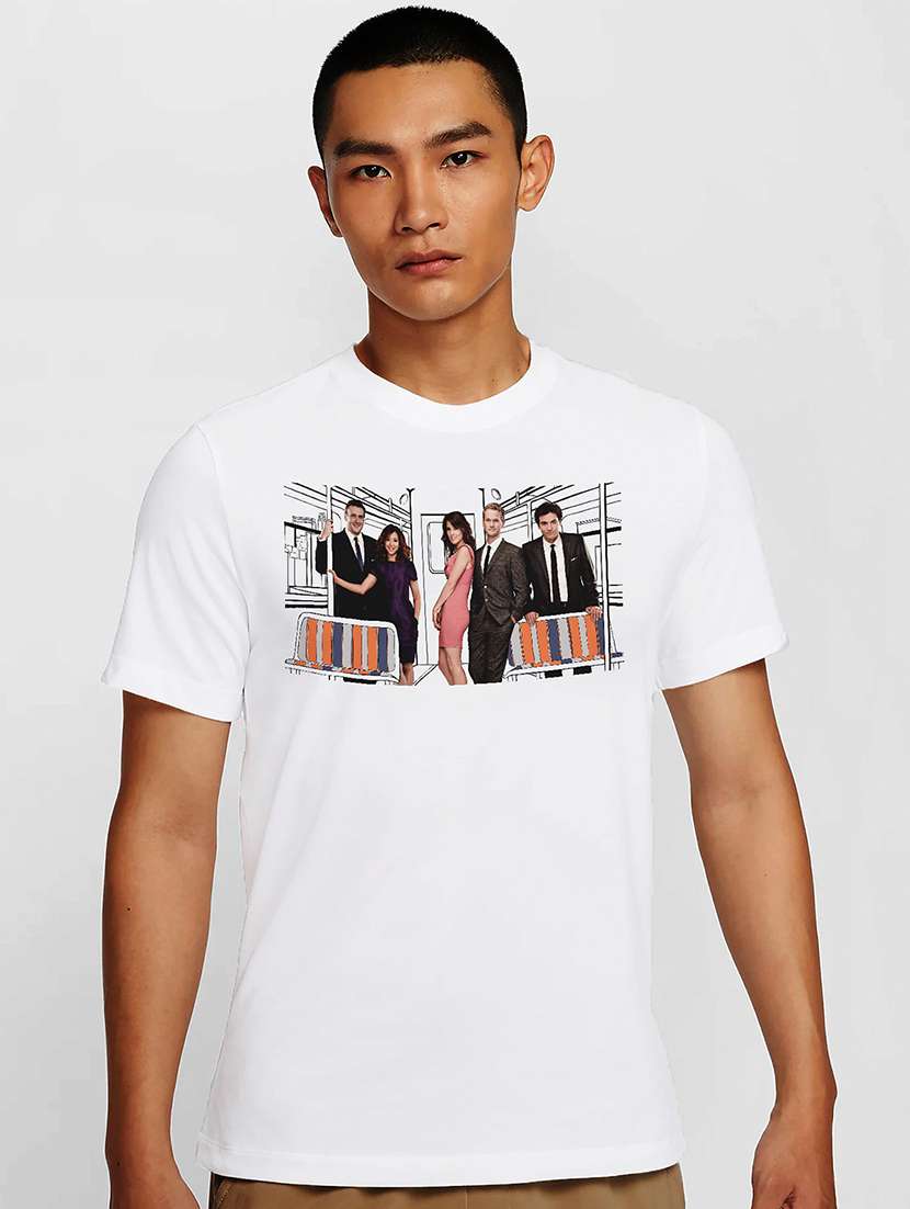 men white round neck regular fit t-shirt