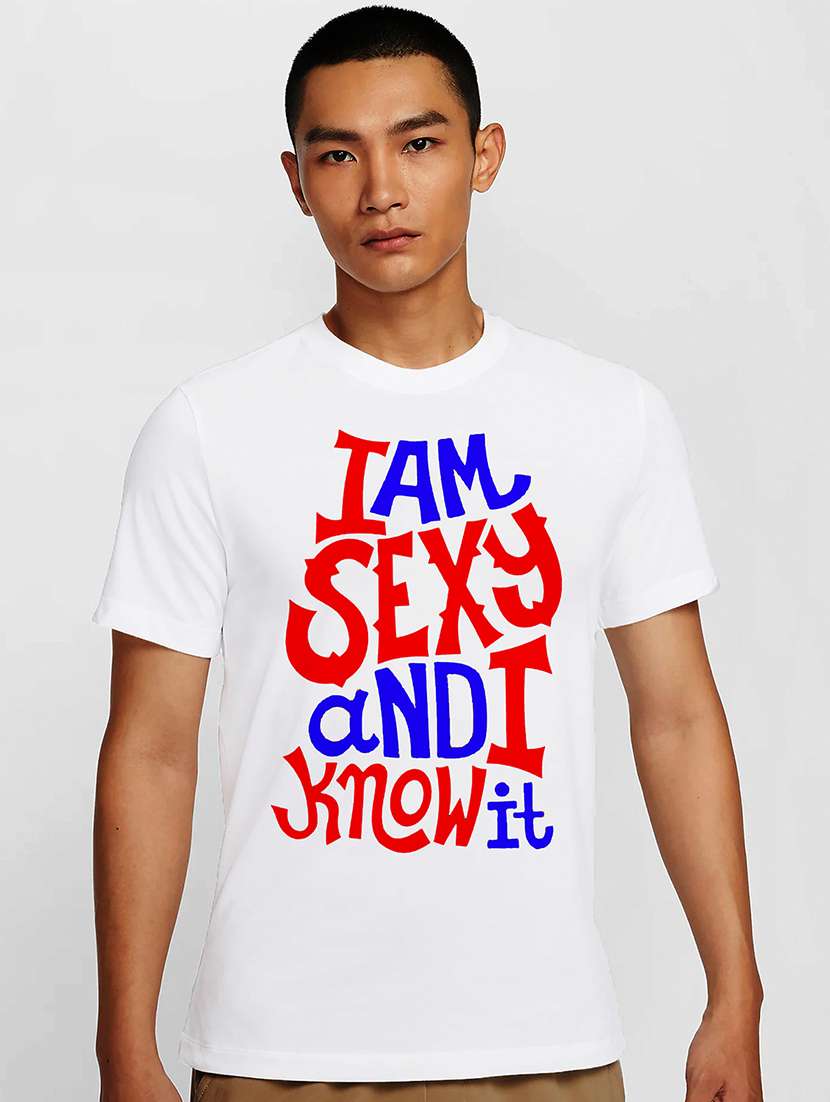 men white round neck regular fit t-shirt