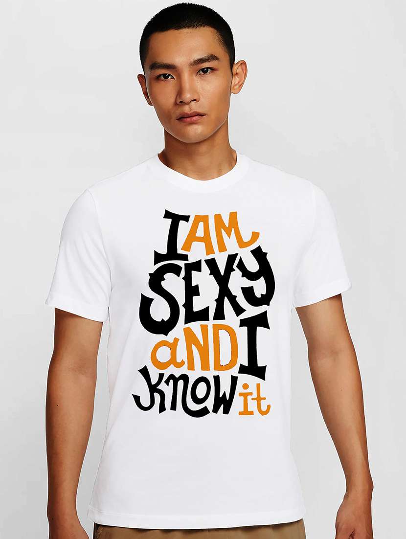 men white round neck regular fit t-shirt