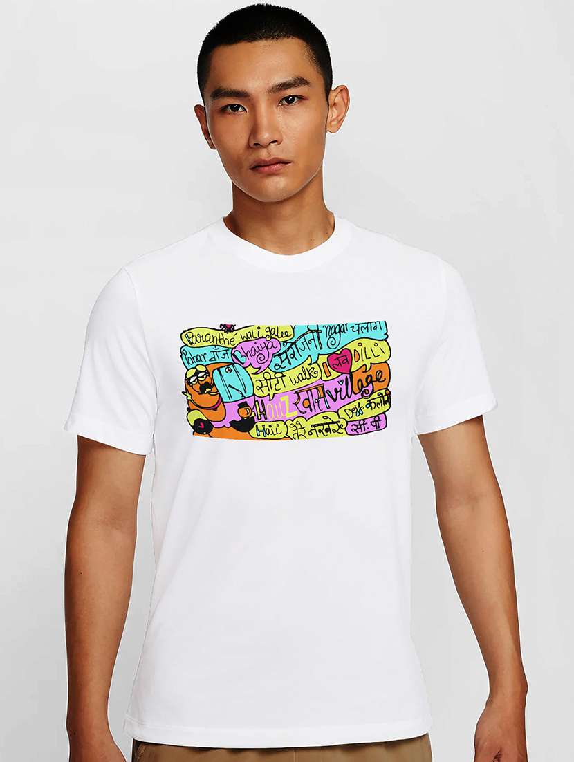 men white round neck regular fit t-shirt - 21841830 - Zoom Image - 0