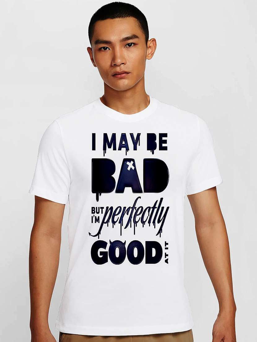 men white round neck regular fit t-shirt