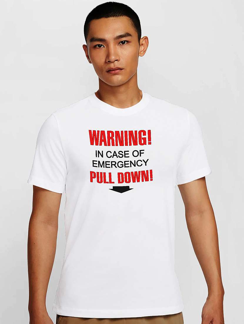 men white round neck regular fit t-shirt