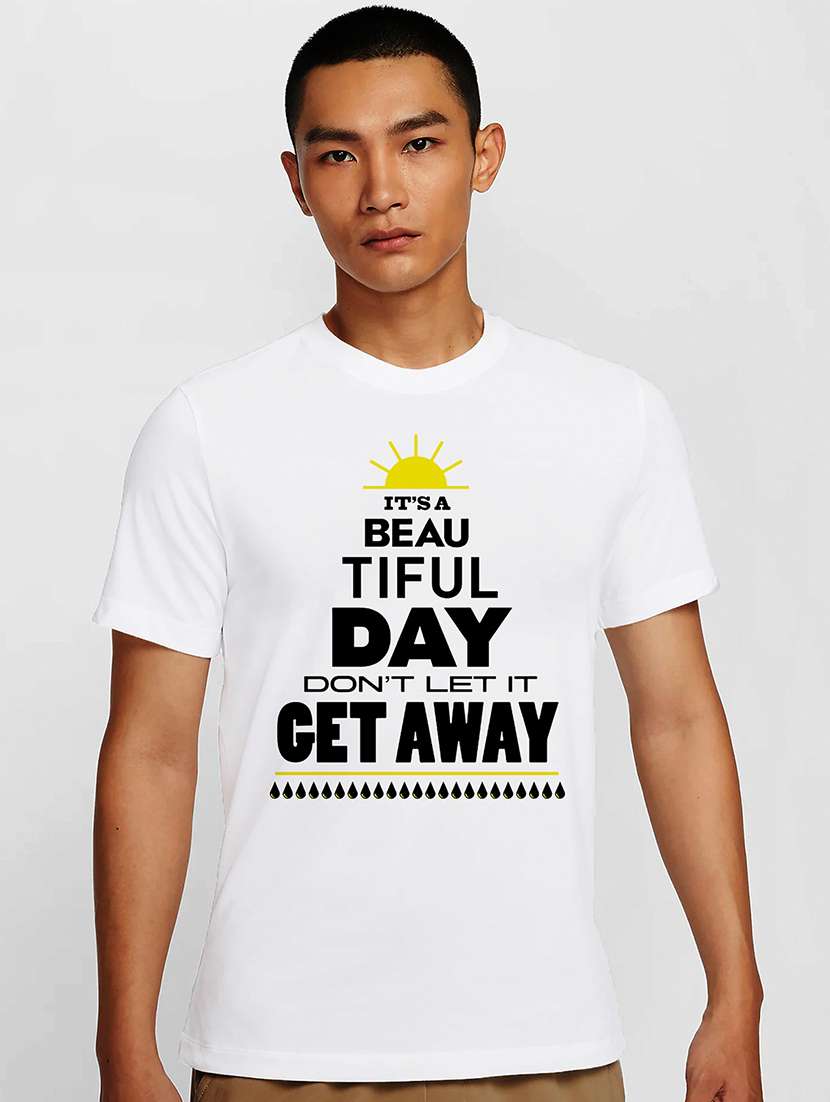 men white round neck regular fit t-shirt