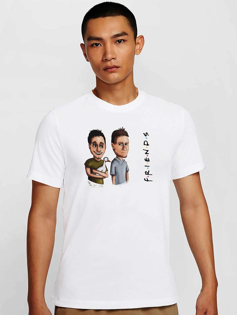 men white round neck regular fit t-shirt