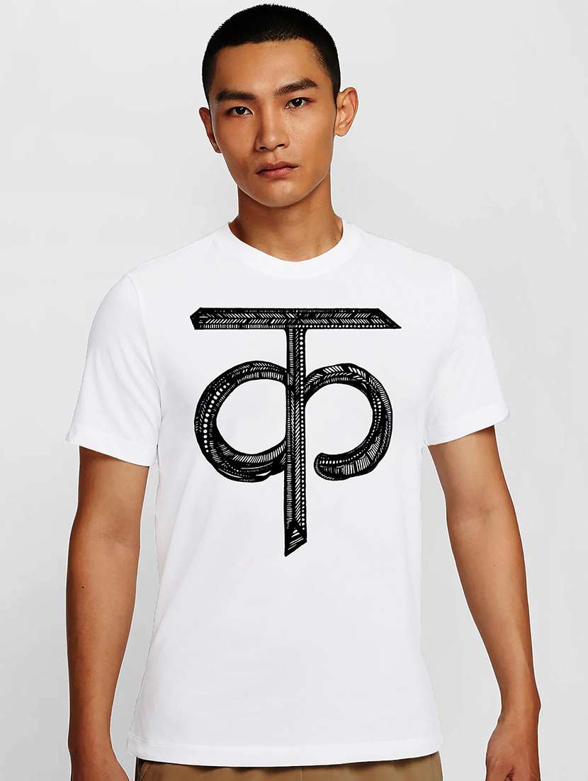 men white round neck regular fit t-shirt