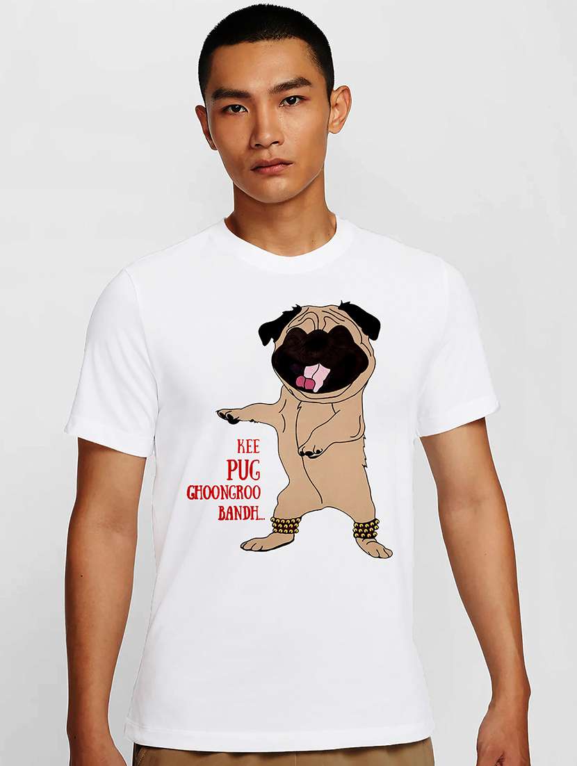 men white round neck regular fit t-shirt