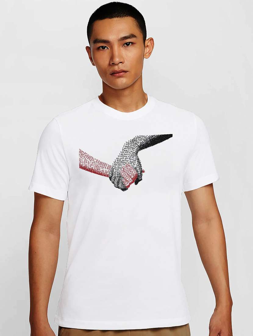 men white round neck regular fit t-shirt