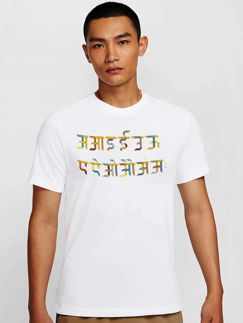 men white round neck regular fit t-shirt