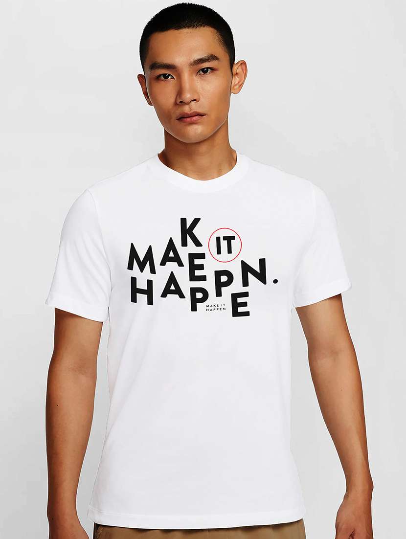 men white round neck regular fit t-shirt - 21841935 -  Zoom Image - 0