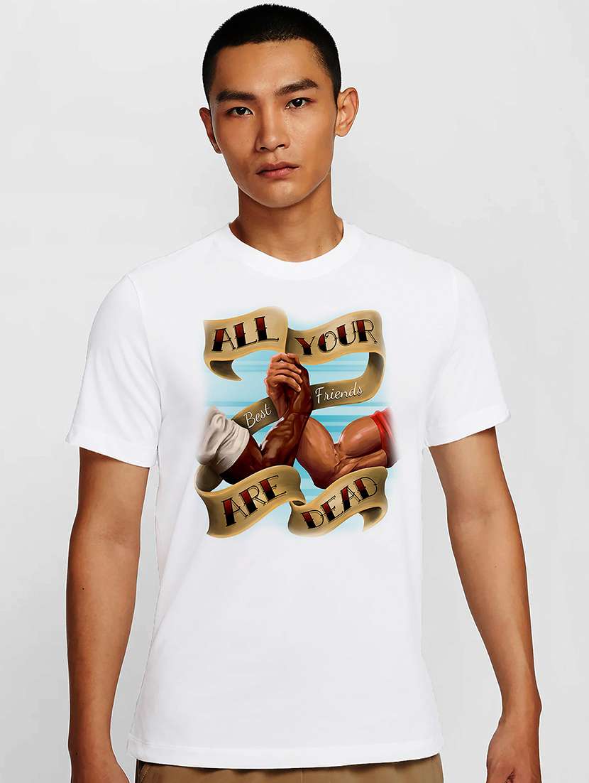 men white round neck regular fit t-shirt - 21841938 -  Zoom Image - 0