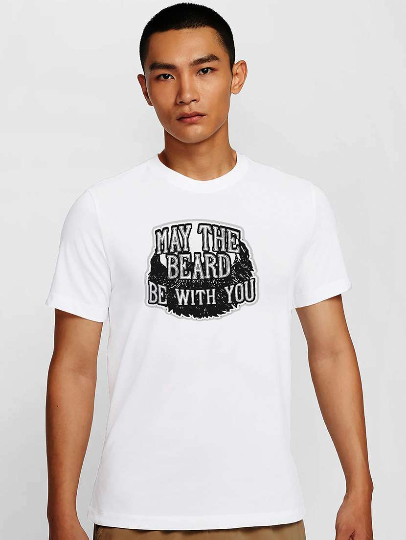 men white round neck regular fit t-shirt