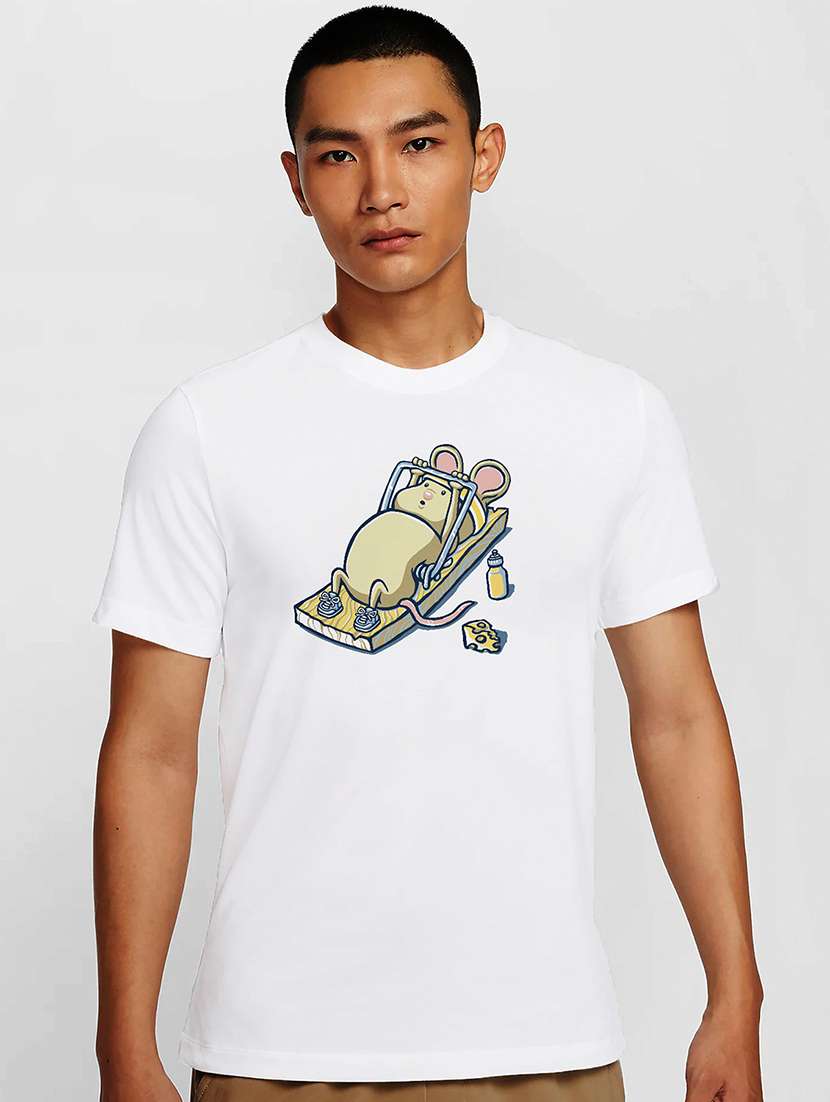 men white round neck regular fit t-shirt