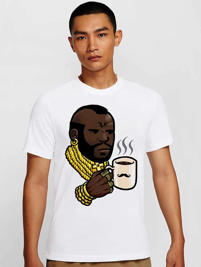 men white round neck regular fit t-shirt