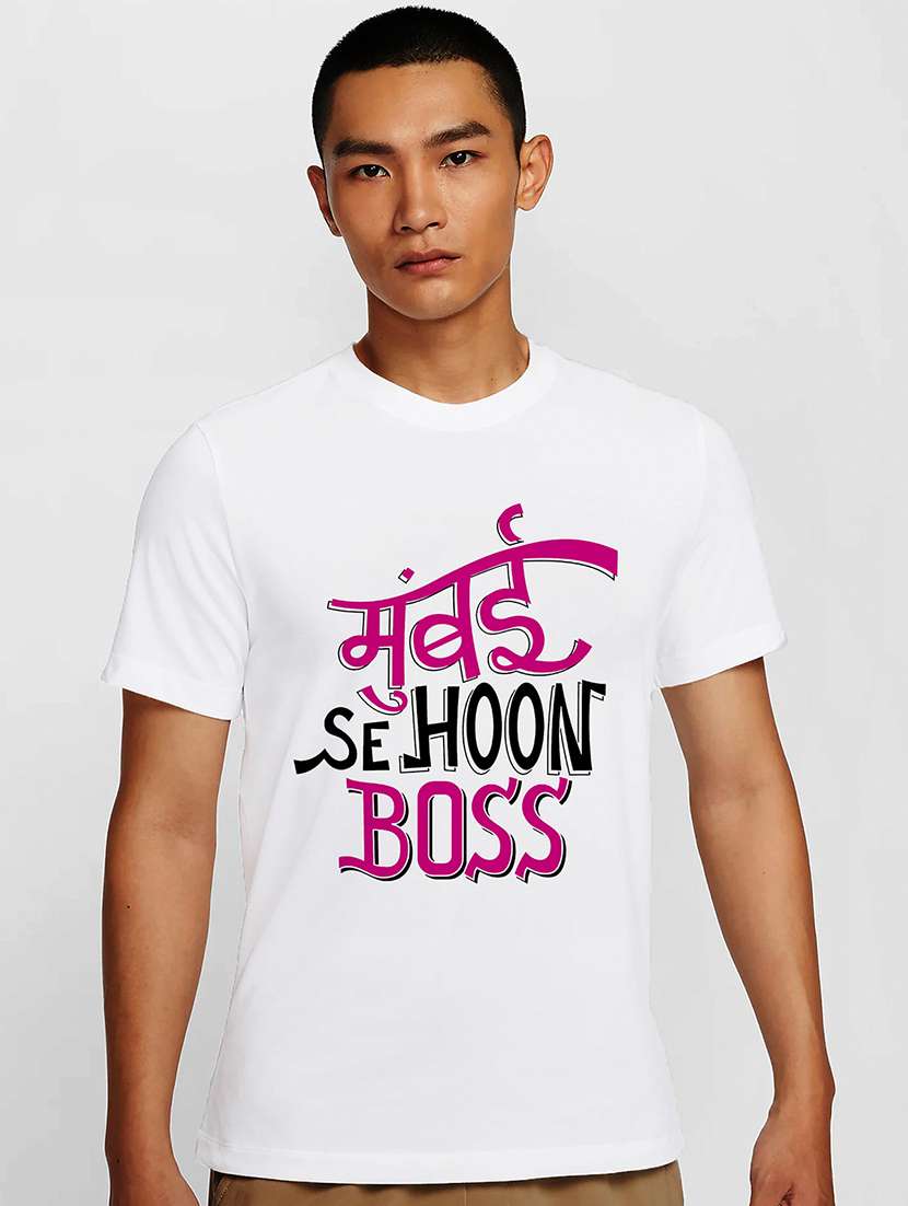 men white round neck regular fit t-shirt