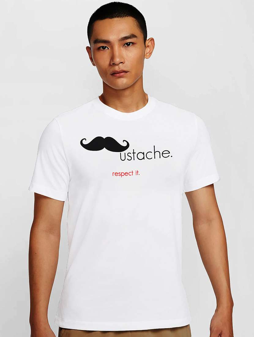 men white round neck regular fit t-shirt