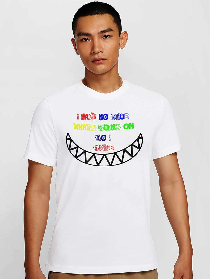 men white round neck regular fit t-shirt