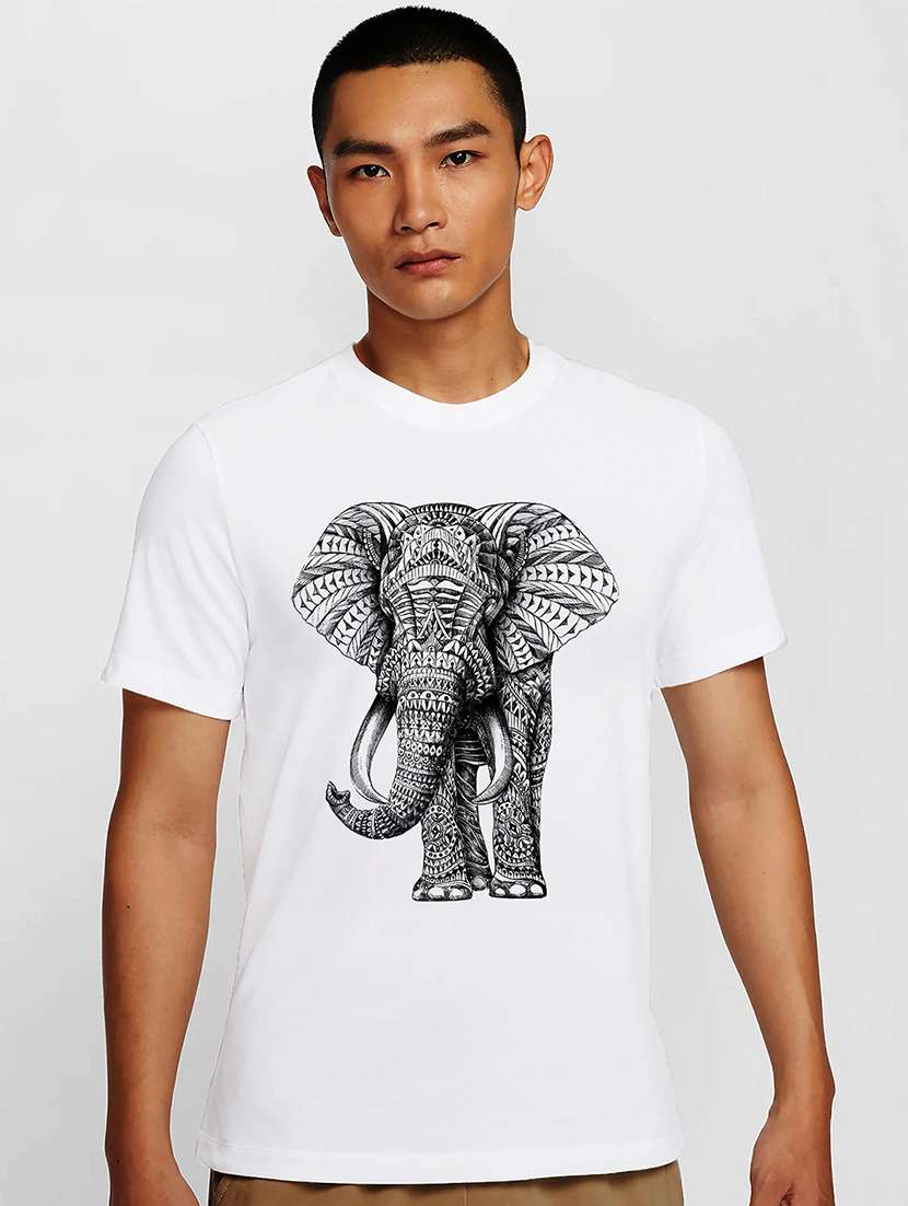 men white round neck regular fit t-shirt - 21841987 -  Zoom Image - 0