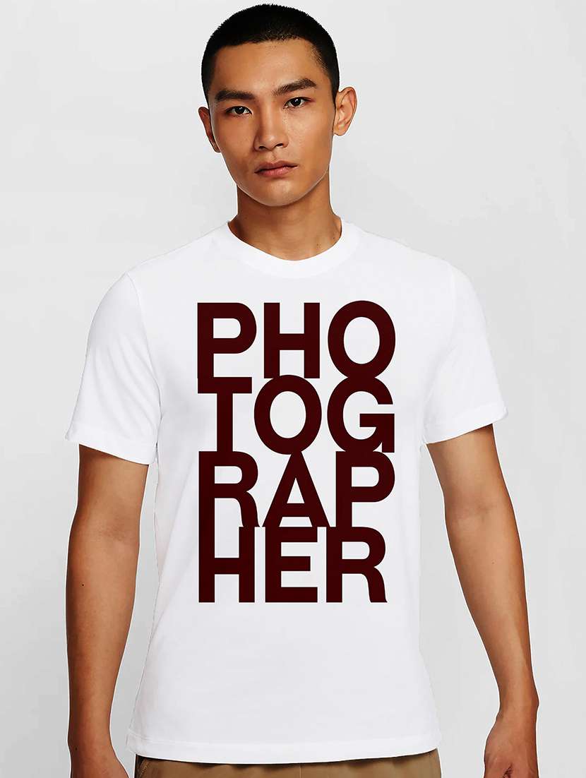 men white round neck regular fit t-shirt