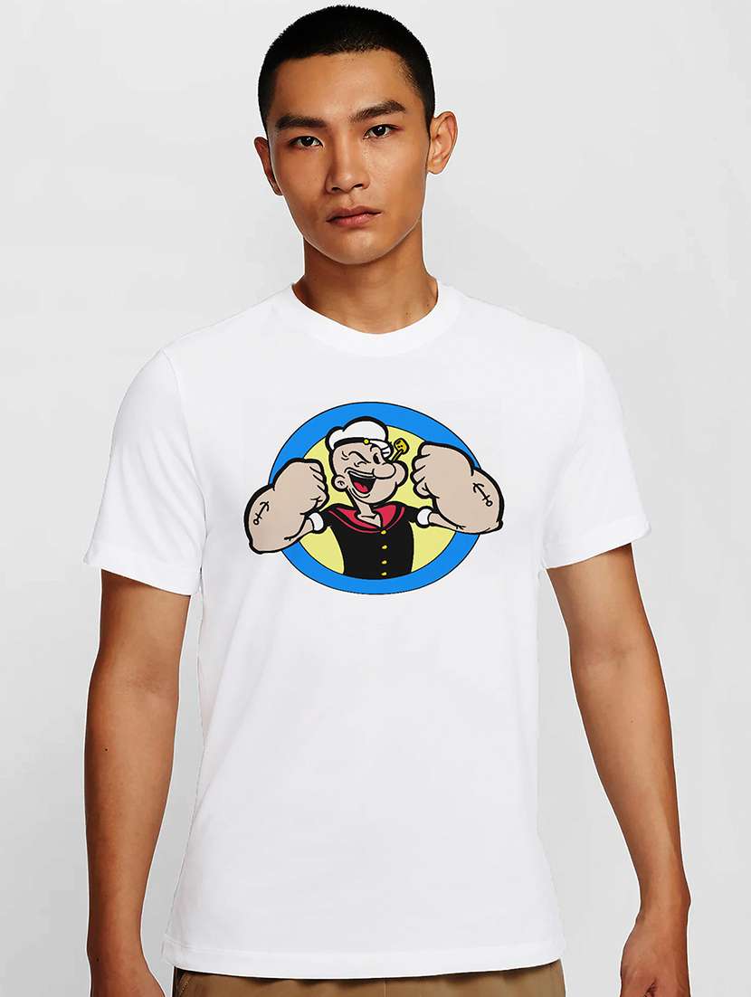 men white round neck regular fit t-shirt