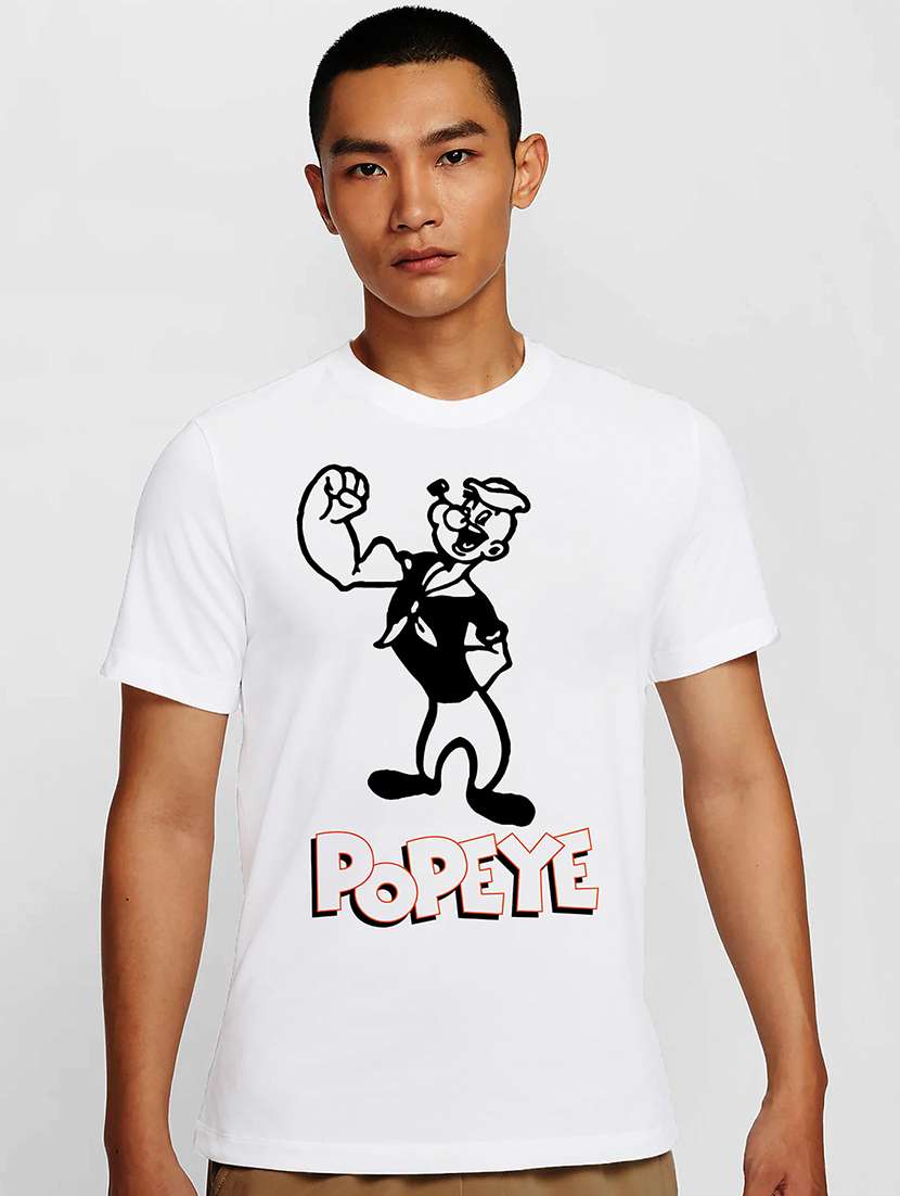 men white round neck regular fit t-shirt