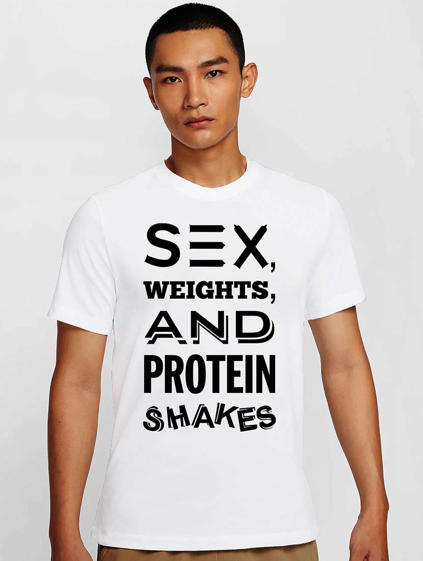 men white round neck regular fit t-shirt