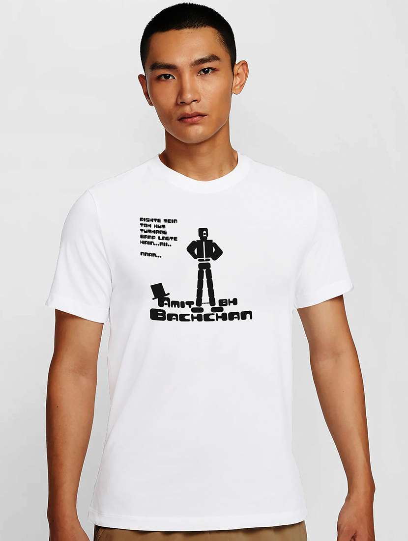 men white round neck regular fit t-shirt - 21842033 -  Zoom Image - 0