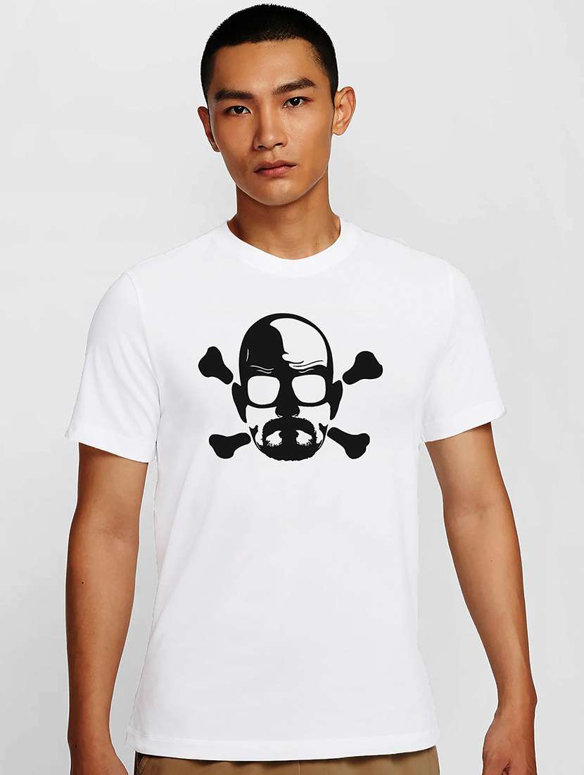 men white round neck regular fit t-shirt