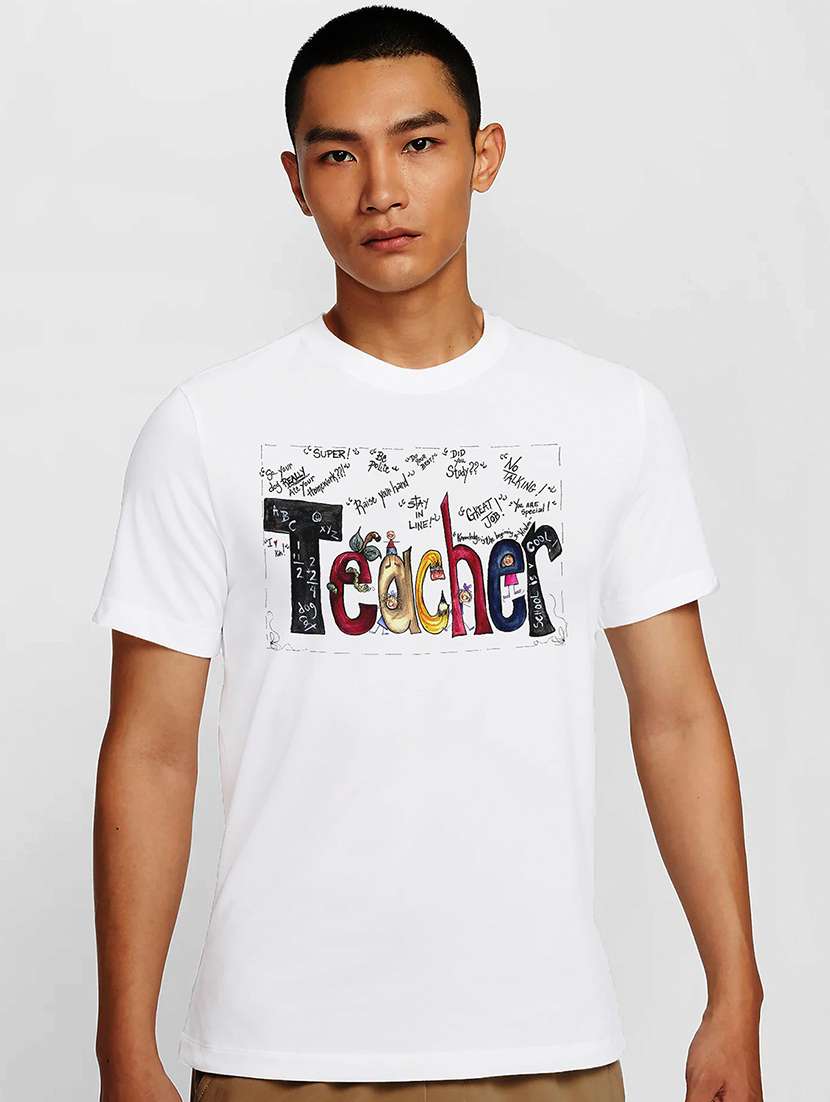 men white round neck regular fit t-shirt - 21842075 -  Zoom Image - 0