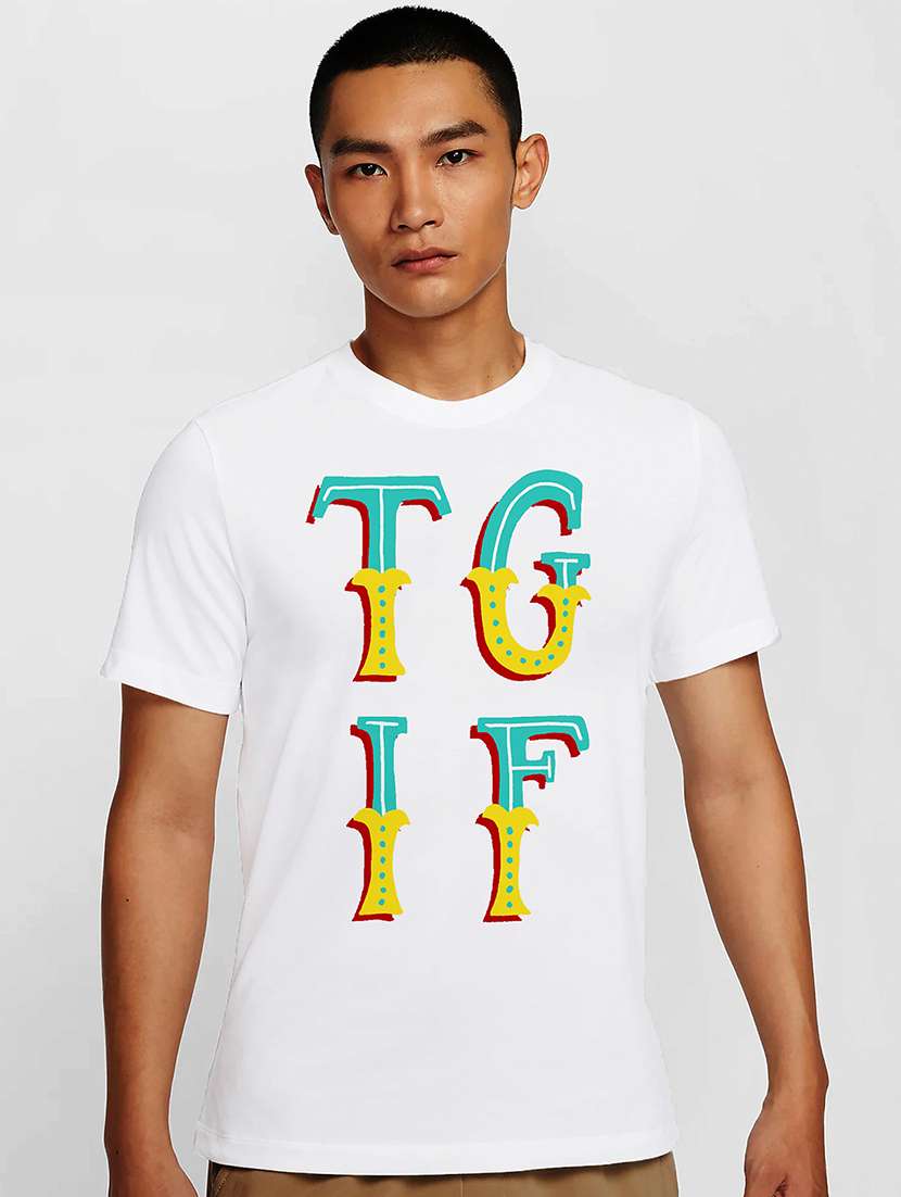 men white round neck regular fit t-shirt - 21842084 - Zoom Image - 0