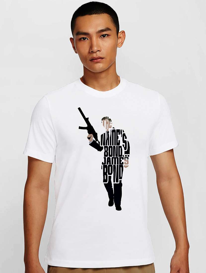 men white round neck regular fit t-shirt - 21842099 -  Zoom Image - 0