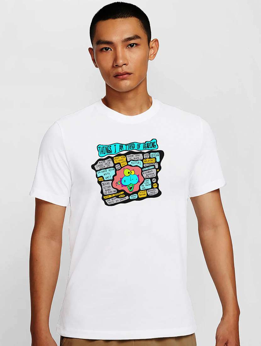 men white round neck regular fit t-shirt - 21842107 -  Zoom Image - 0