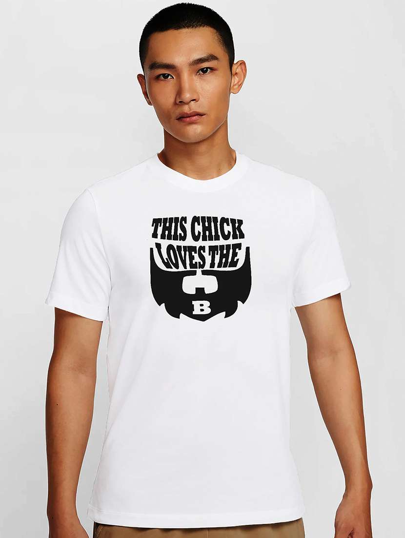 men white round neck regular fit t-shirt