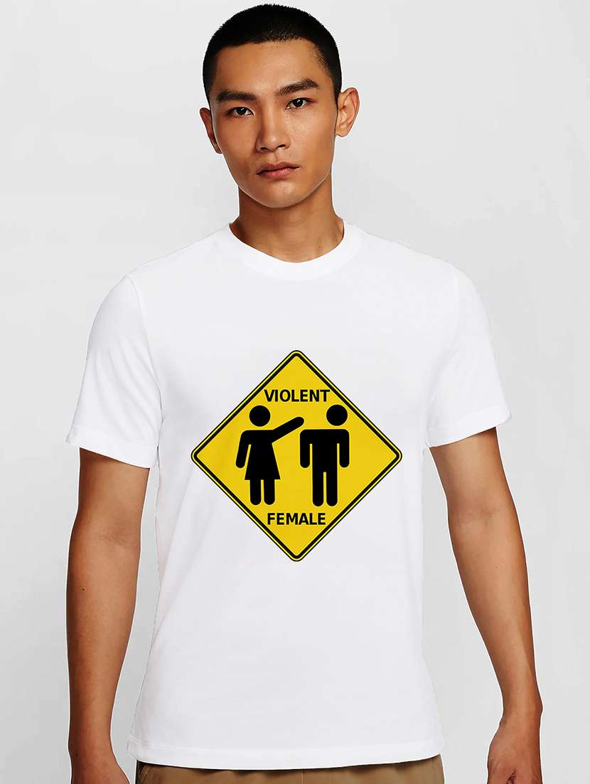 men white round neck regular fit t-shirt