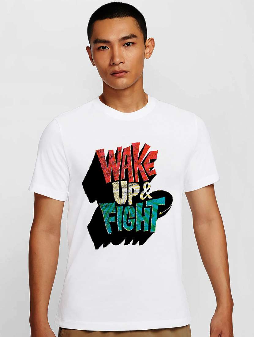 men white round neck regular fit t-shirt