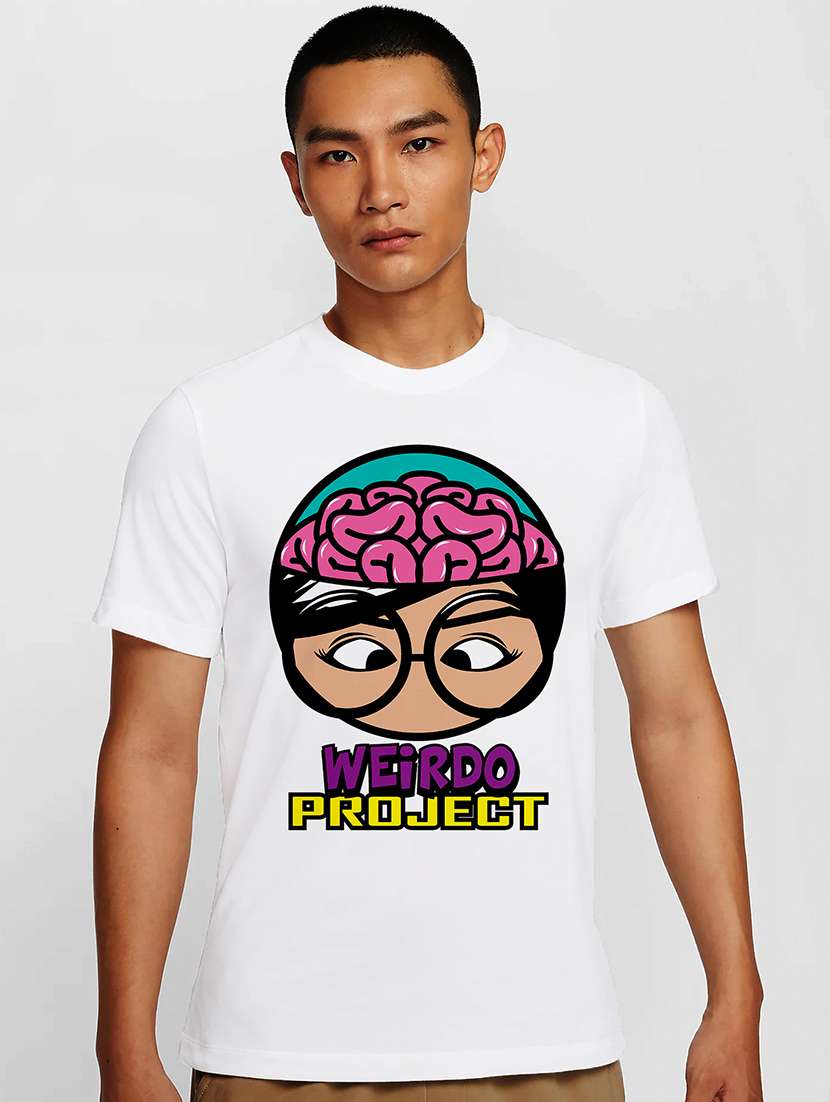 men white round neck regular fit t-shirt