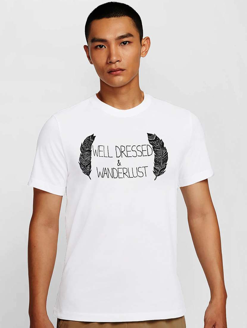 men white round neck regular fit t-shirt - 21842152 -  Zoom Image - 0