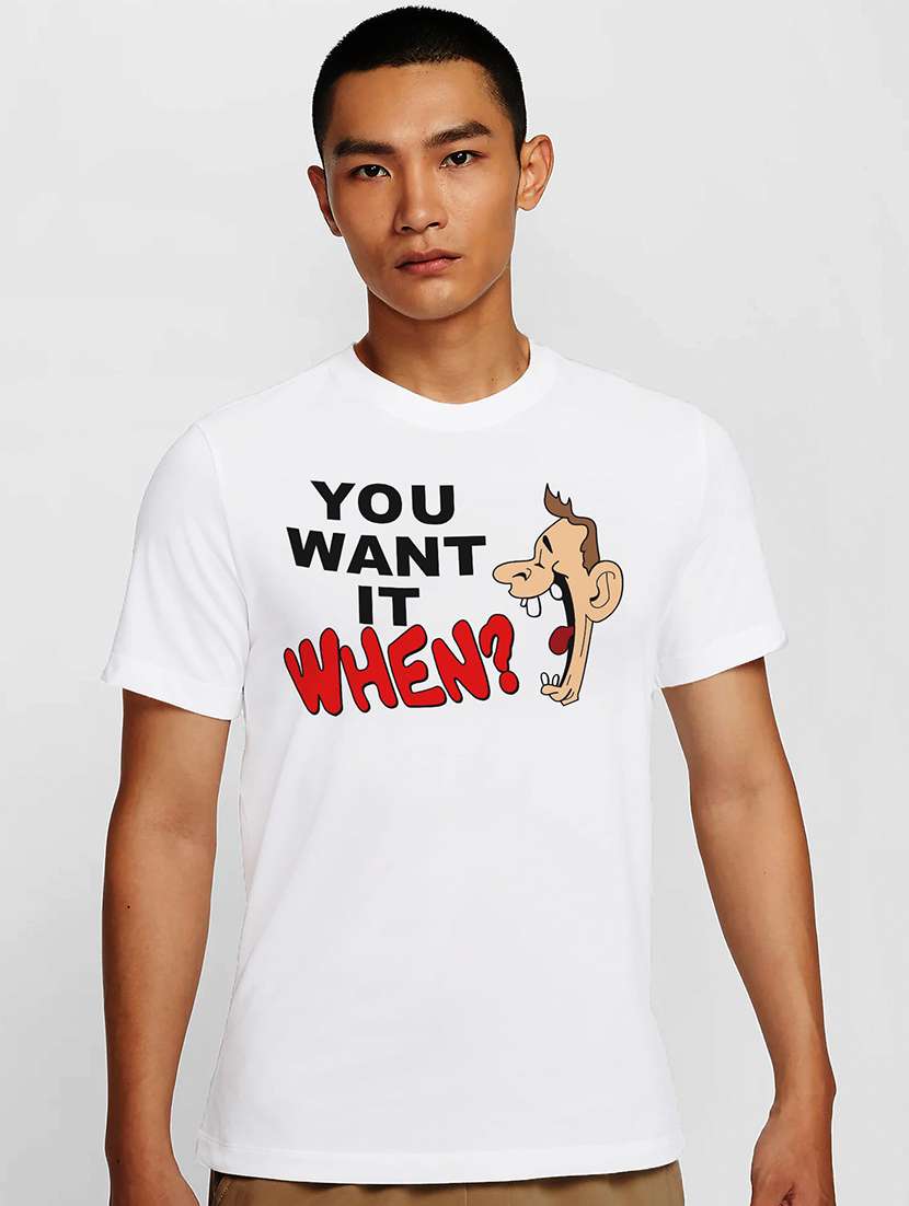 men white round neck regular fit t-shirt