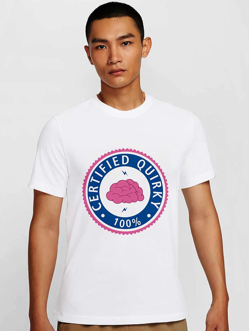 men white round neck regular fit t-shirt