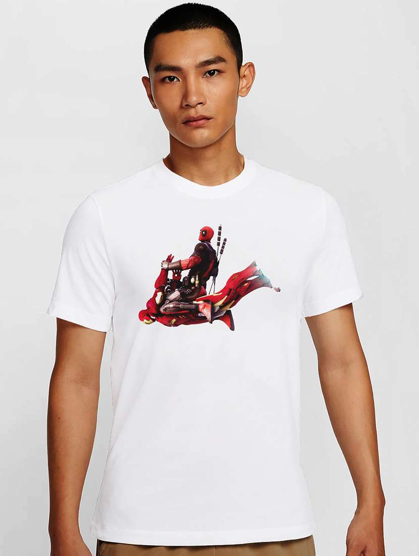 men white round neck regular fit t-shirt