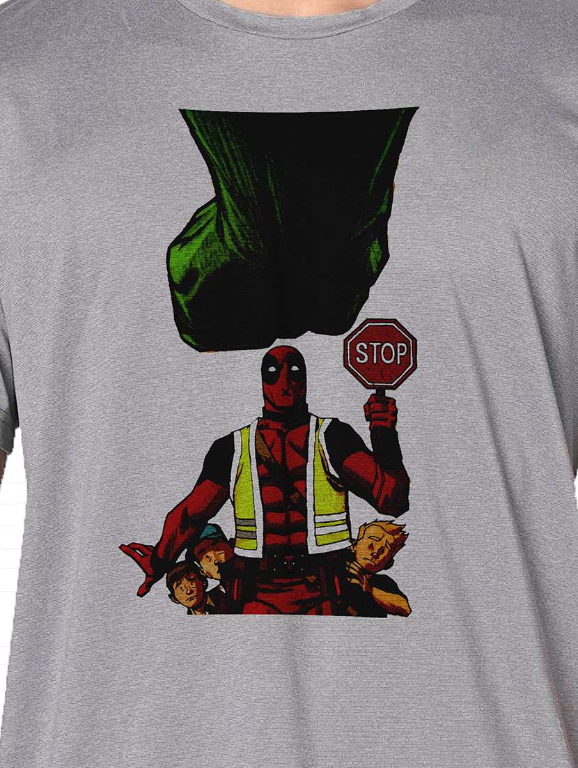 men grey round neck regular fit t-shirt - 21842222 -  Standard Image - 3