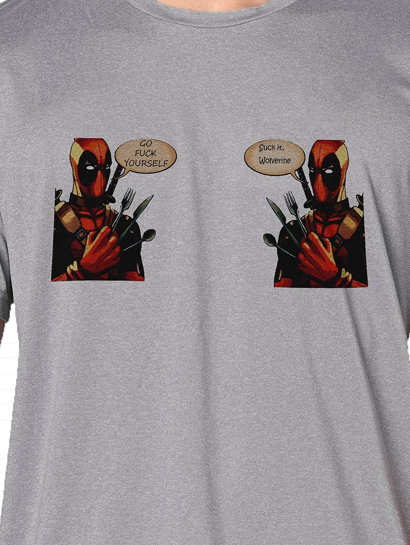 men grey round neck regular fit t-shirt - 21842224 -  Standard Image - 3