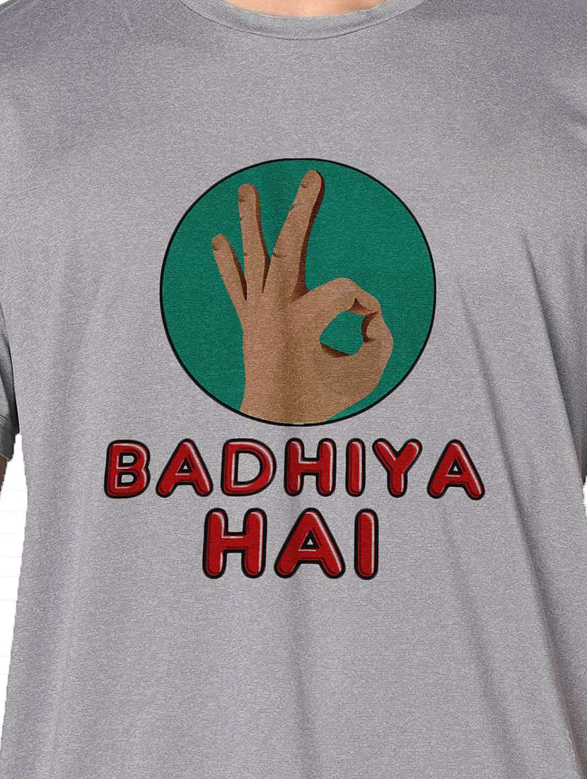 men grey round neck regular fit t-shirt - 21842232 -  Standard Image - 3