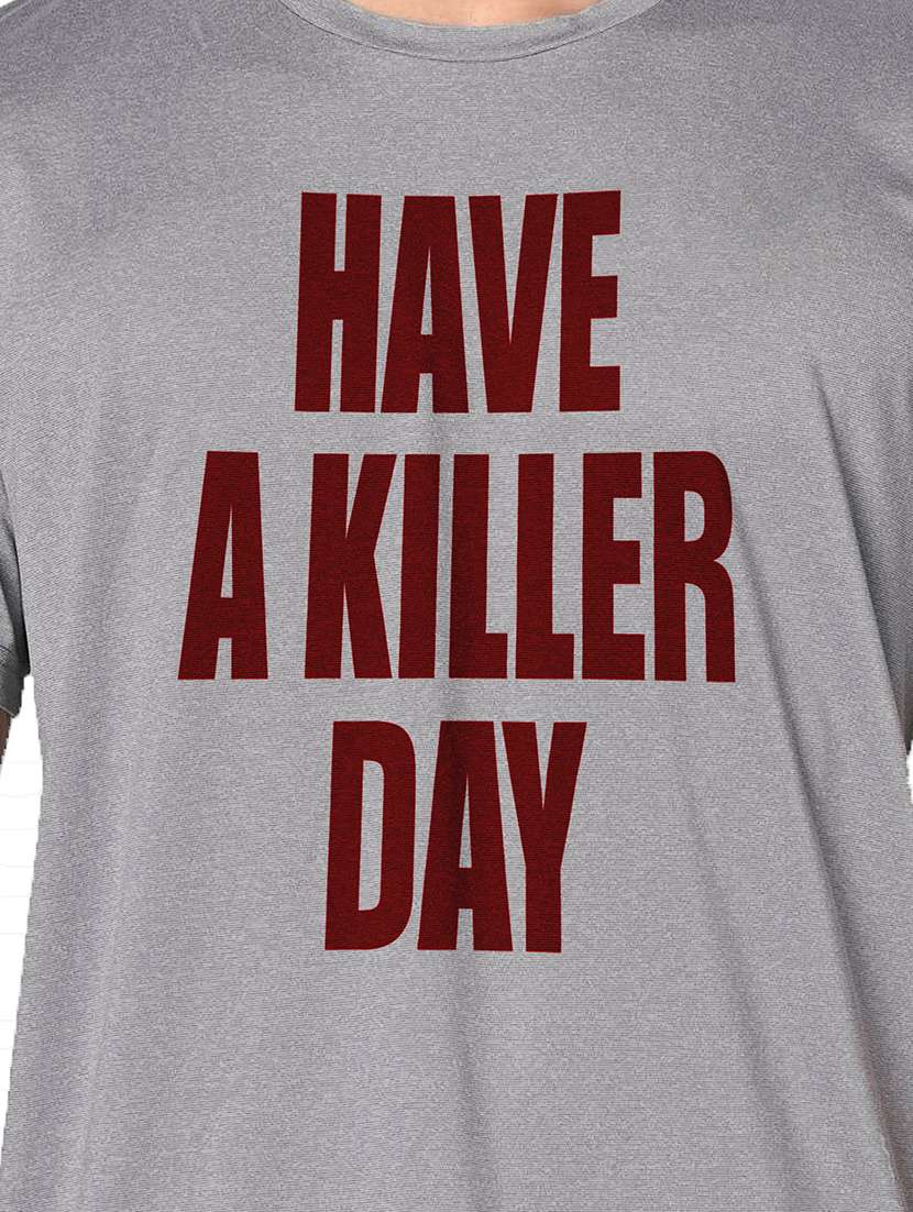 men grey round neck regular fit t-shirt - 21842235 -  Standard Image - 3