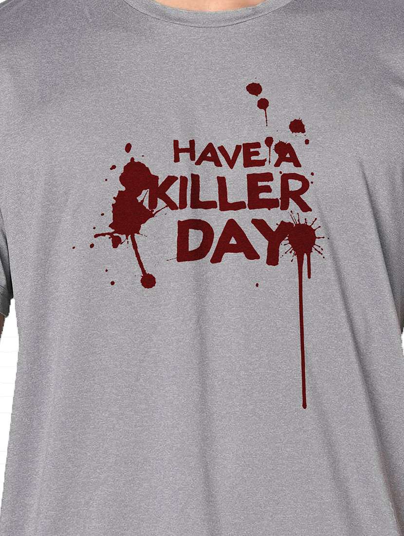 men grey round neck regular fit t-shirt - 21842236 -  Standard Image - 3