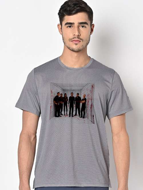 men grey round neck regular fit t-shirt - 21842238 -  Standard Image - 0