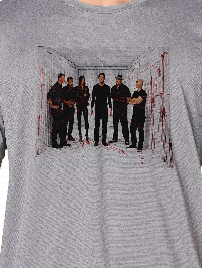 men grey round neck regular fit t-shirt - 21842238 -  Standard Image - 3