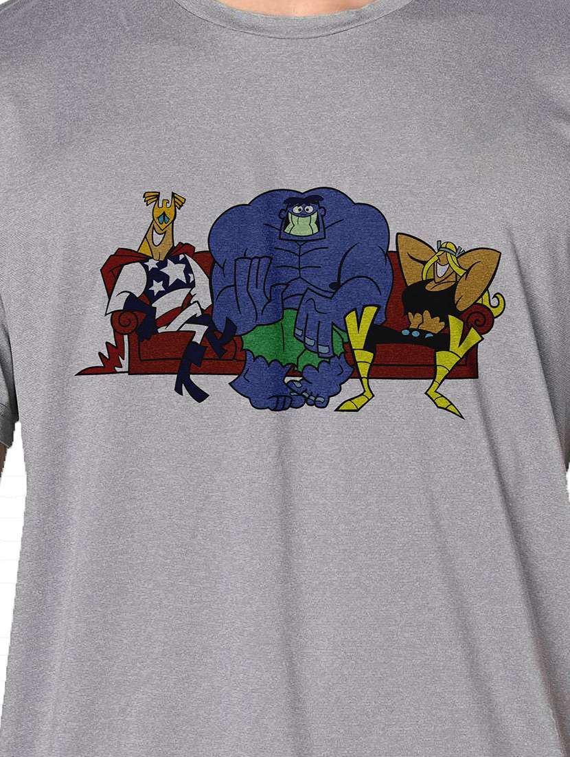 men grey round neck regular fit t-shirt - 21842239 -  Standard Image - 3