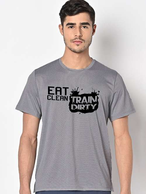 men grey round neck regular fit t-shirt - 21842256 -  Standard Image - 0